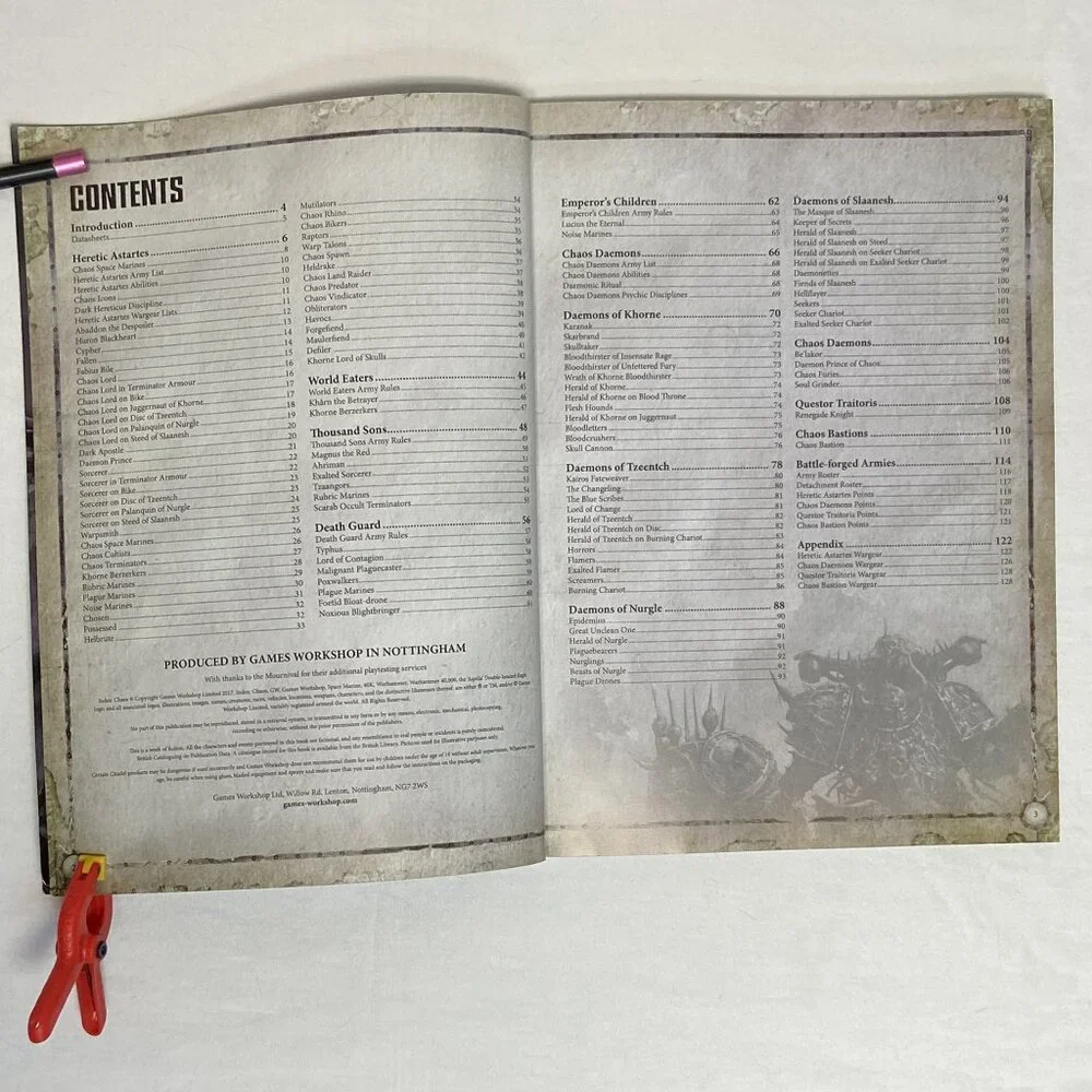 Warhammer 40K Index Chaos Heretic Astartes Daemons Book Rare Wargame Guide